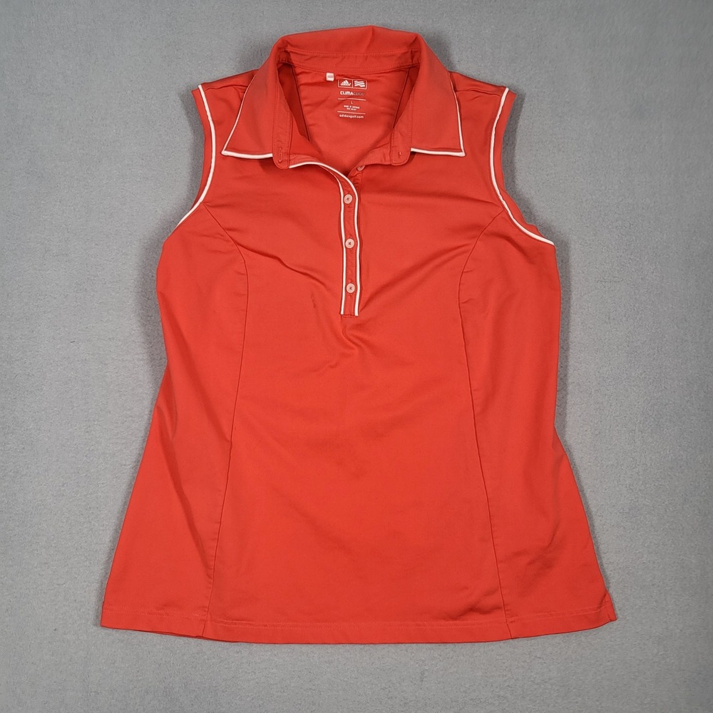 Adidas Golf Climacool Sleeveless Polo Shirt Top Womens Large Red